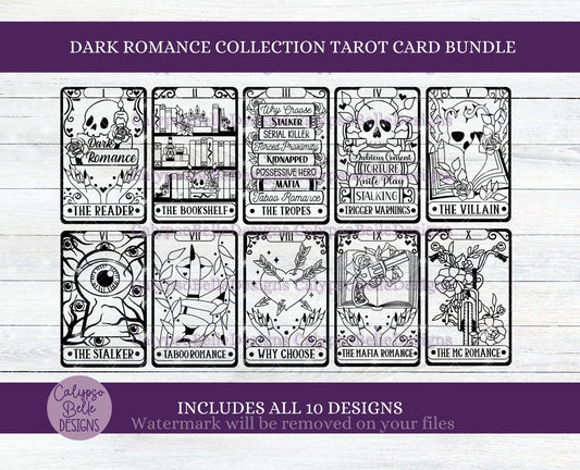 Dark Romance Tarot Card Collection Bundle, Bookish Designs