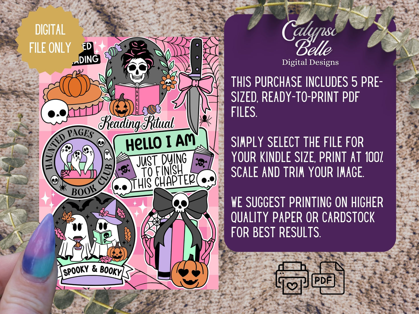 Spooky Bookish Halloween Romance, Printable Kindle Insert