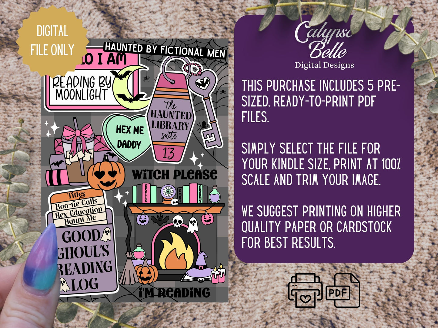 Haunted Bookish Halloween Romance, Printable Kindle Insert