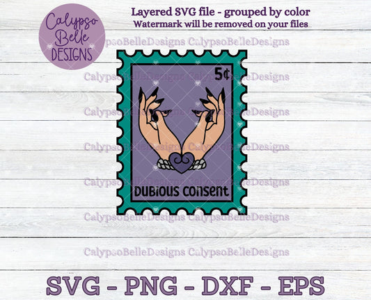 Dubious Consent, Trope Stamps, Bookish Stamps, Bookish Design