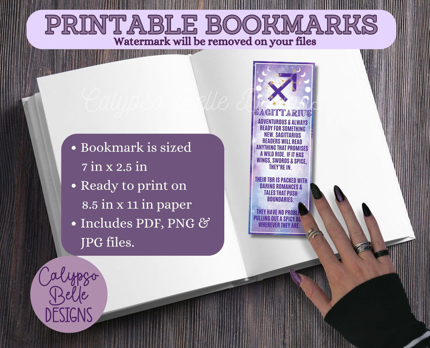 Sagittarius Reader Bookish Zodiac, Printable Bookmark