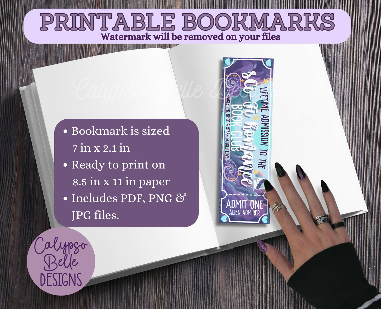 Sci Fi Romance Admit One Book Club Printable Bookmark