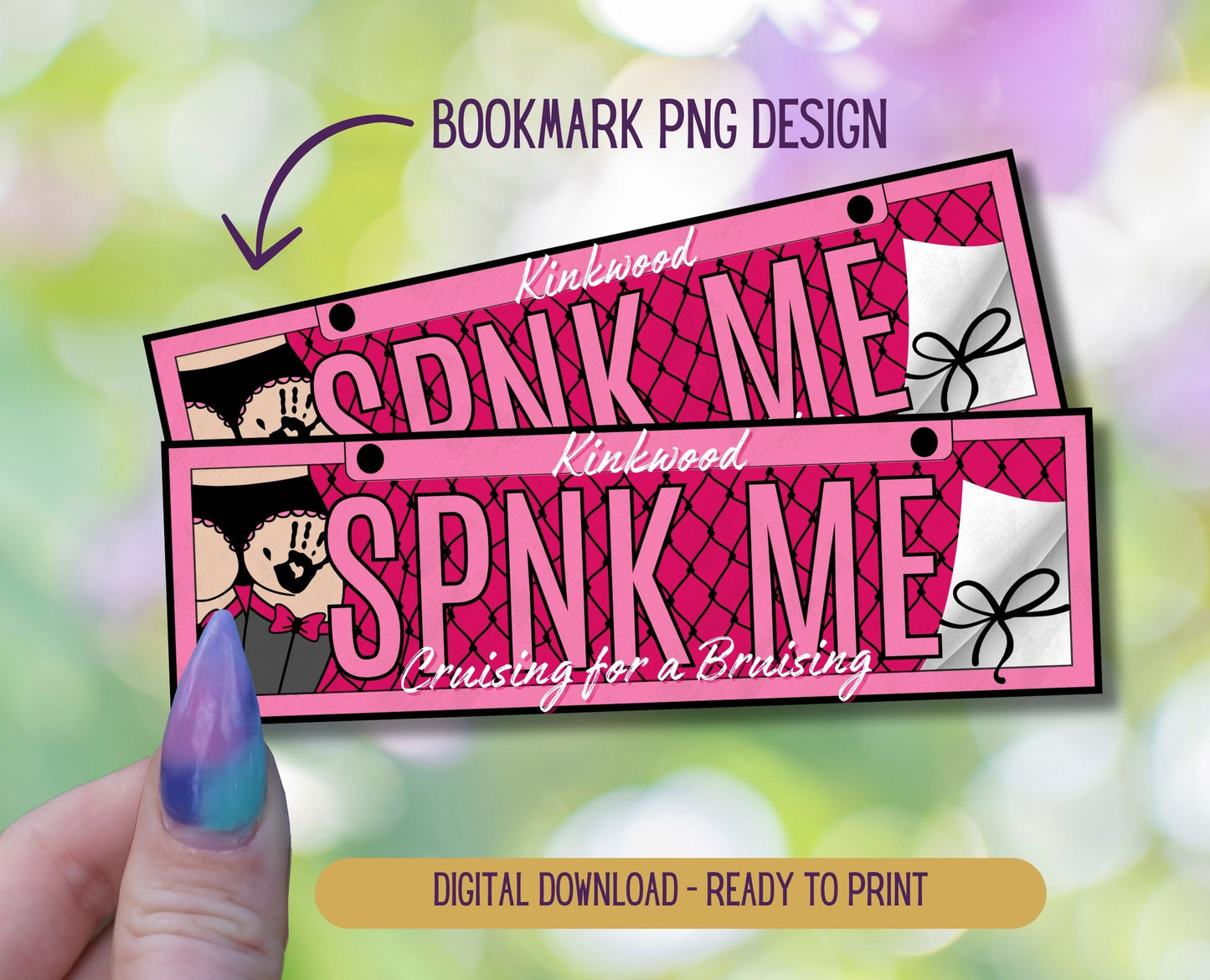 Spank Me, License Plate Printable Bookmark