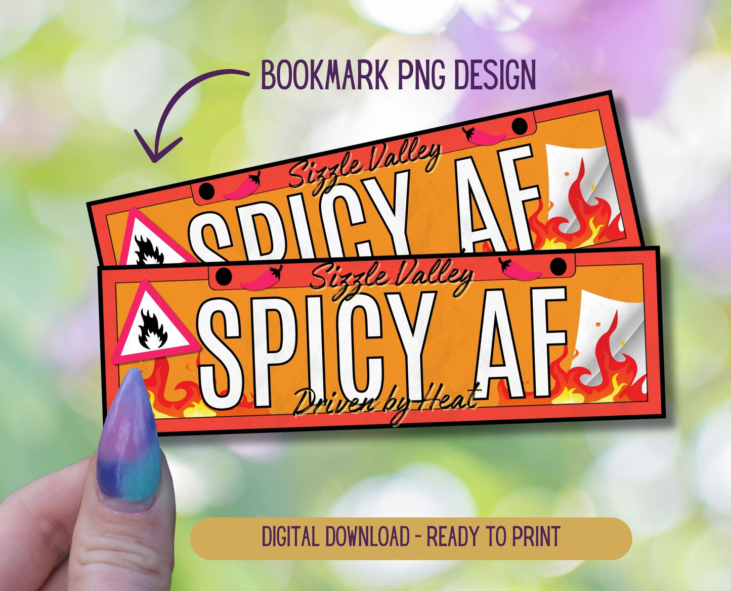 Spicy AF, License Plate Printable Bookmark