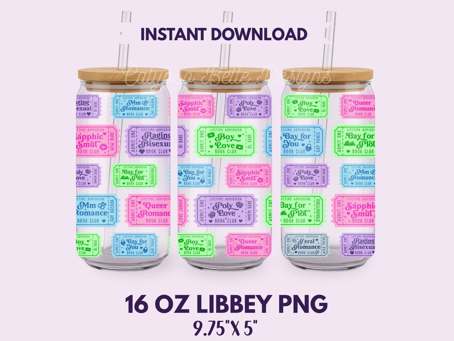 Queer Romance 16 oz Libbey Cup Wrap, Bookish Designs