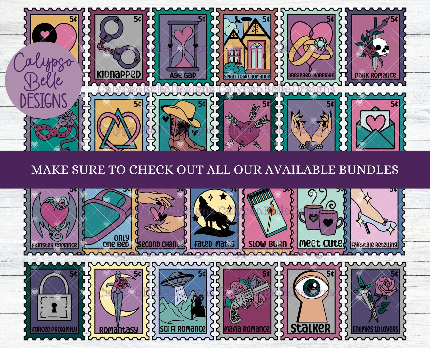 Murder Mystery Thriller Stamps, Book Tropes Stamps Bundle Bookish Designs