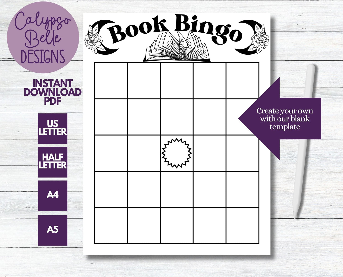 Book Bingo Printable, Reading Challenge, Bookish Printable