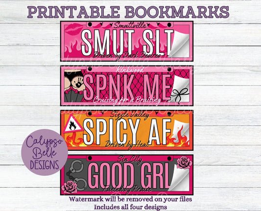 Bookish License Plates Printable Bookmarks, Smut Reader Bundle