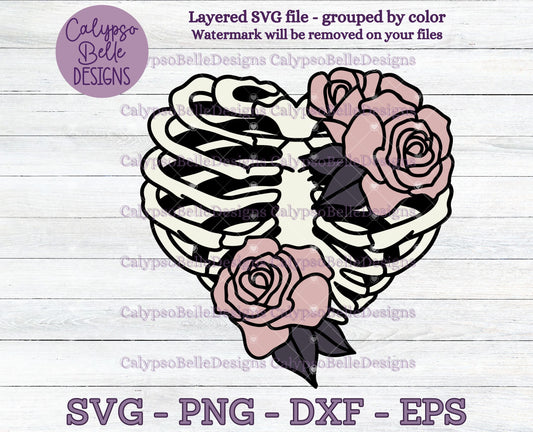 Skeleton Chest, Heart Skeleton Ribcage, Gothic Emo Design