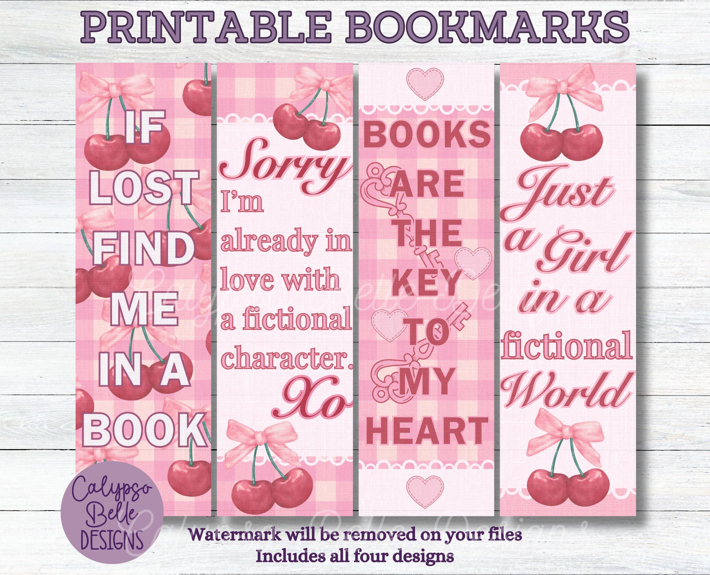 Cherry Bookmarks Printable Bookmarks, Coquette Bookmark Bundle