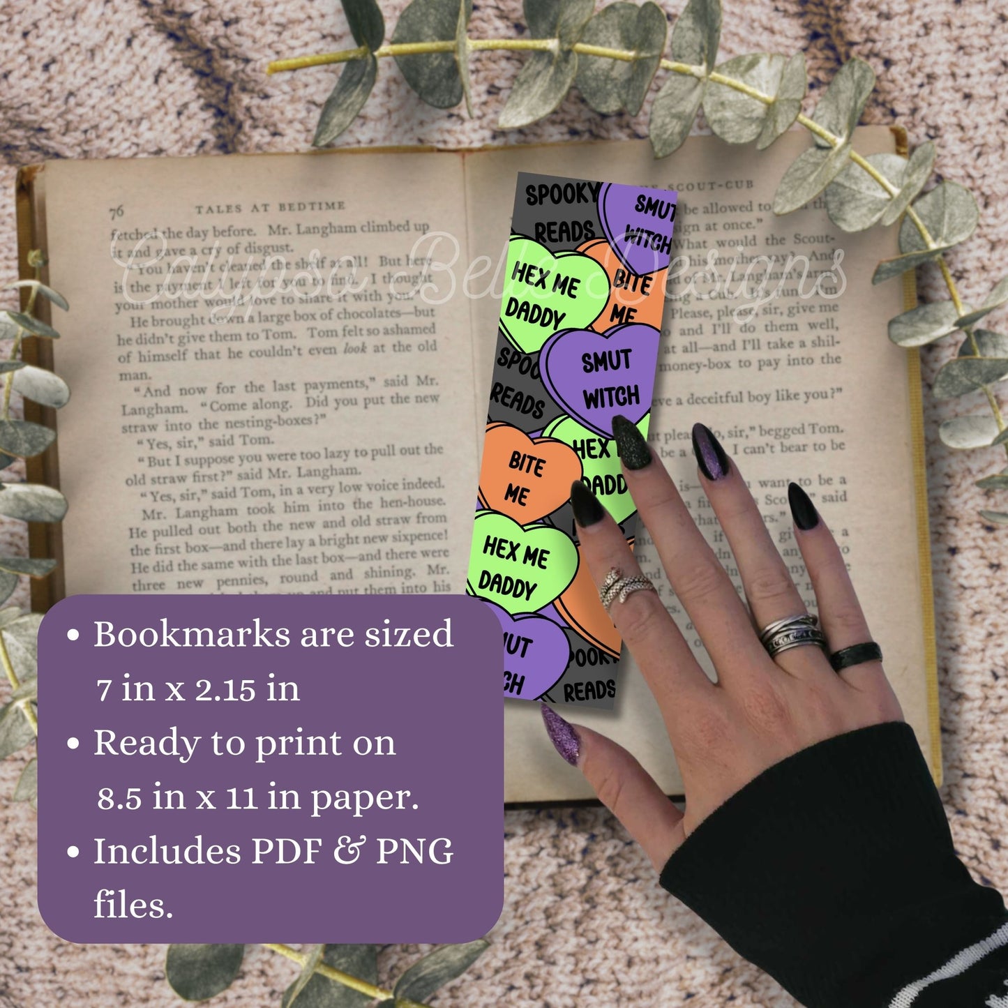 Bookish Halloween Hearts Printable Bookmarks Bundle
