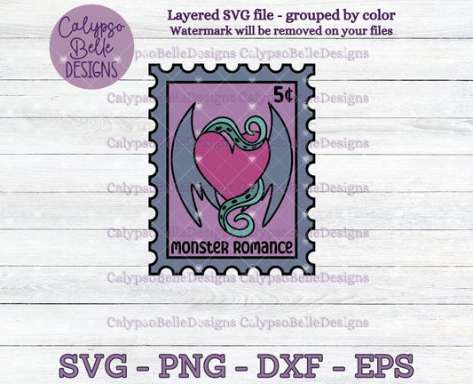 Monster Romance, Trope Stamps, Bookish Stamps, Bookish Design