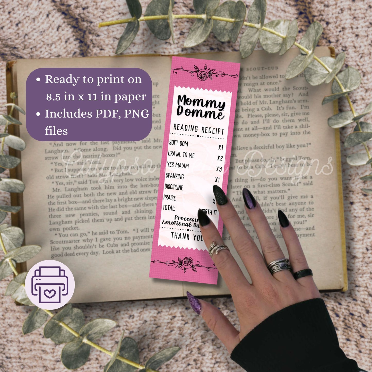 Smut Slut Reading Receipt Bookmark Bundle, Printable Bookmarks Bundle