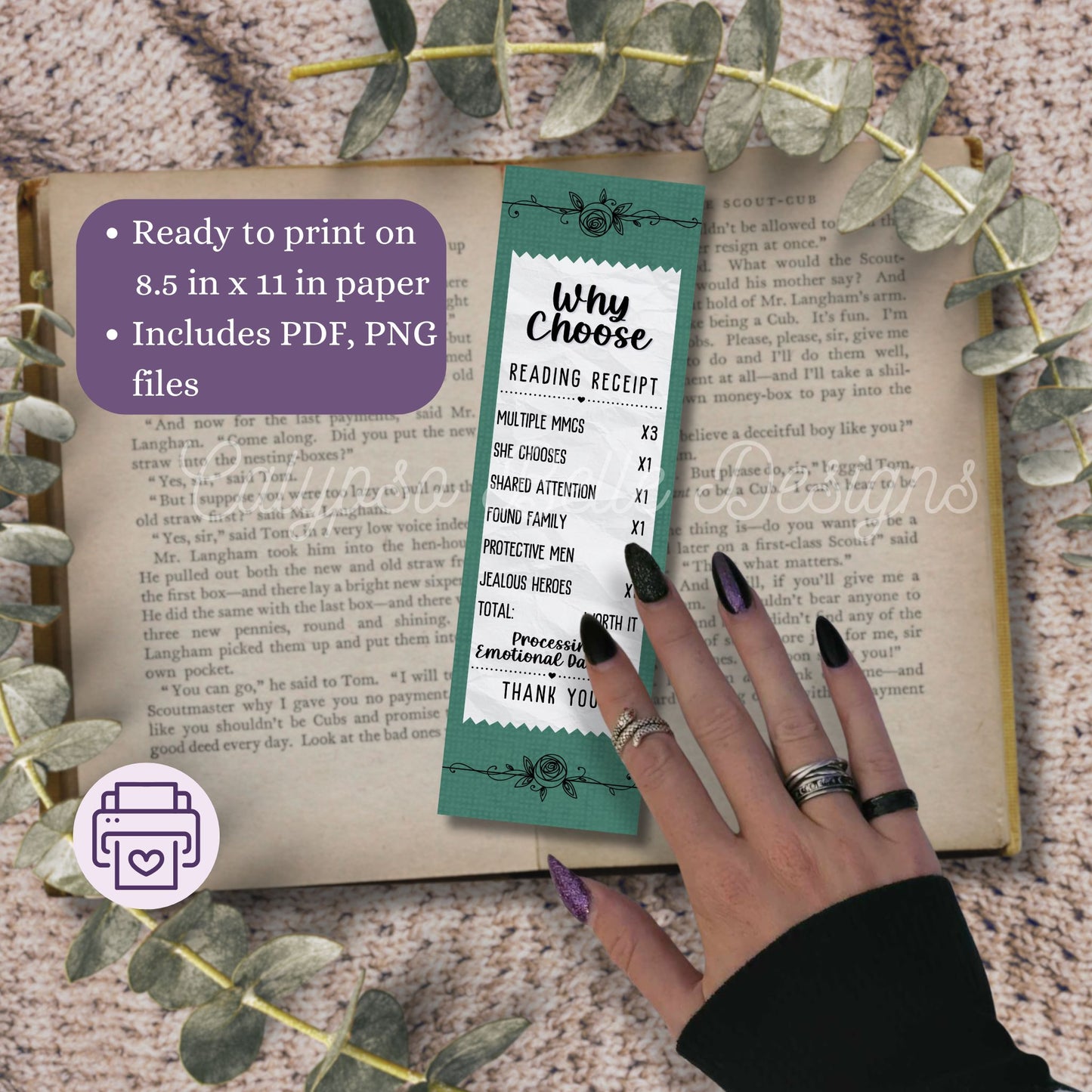 Smut Slut Reading Receipt Bookmark Bundle, Printable Bookmarks Bundle