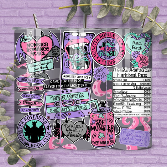 Monster Romance Reader 20 oz Skinny Tumbler Seamless Wrap
