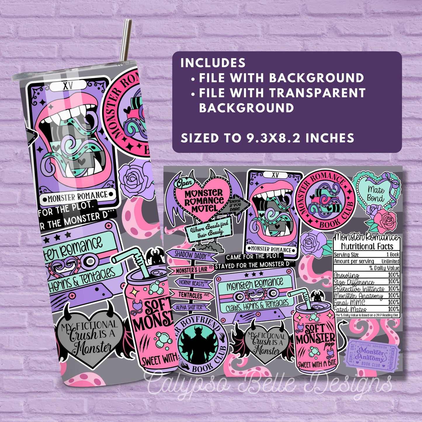 Monster Romance Reader 20 oz Skinny Tumbler Seamless Wrap