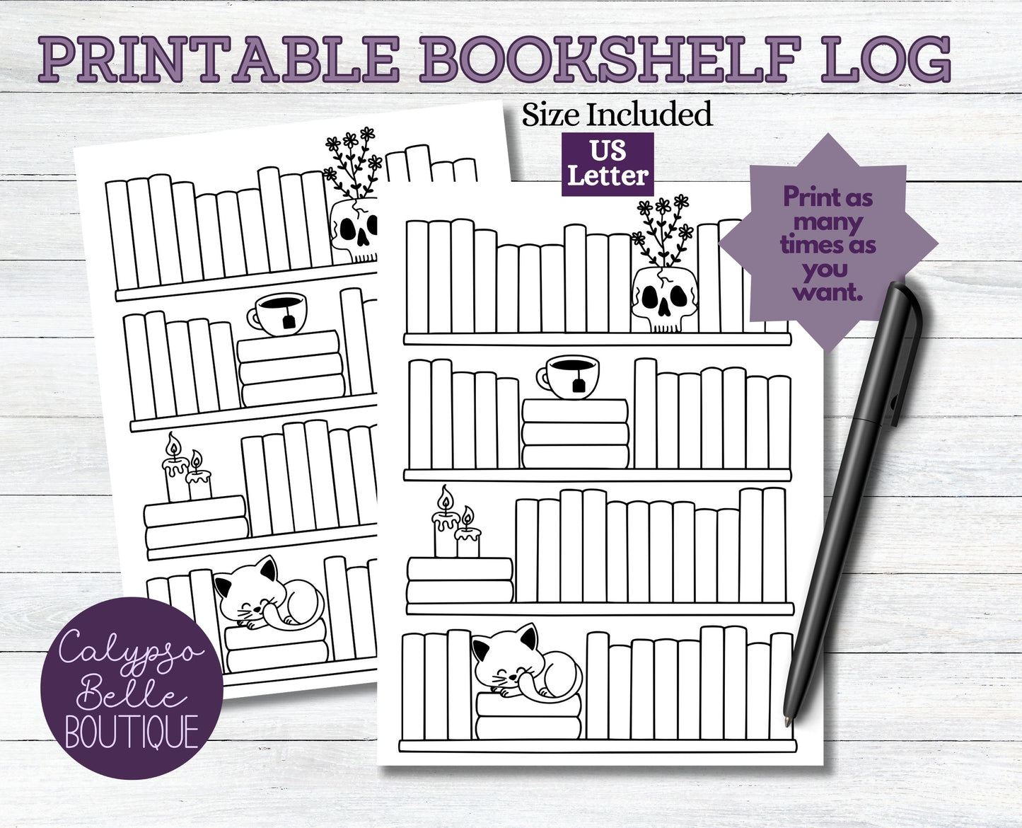 Bookshelf Book Tracker, Printable Bookshelf Reading Log, Bookish Pintable