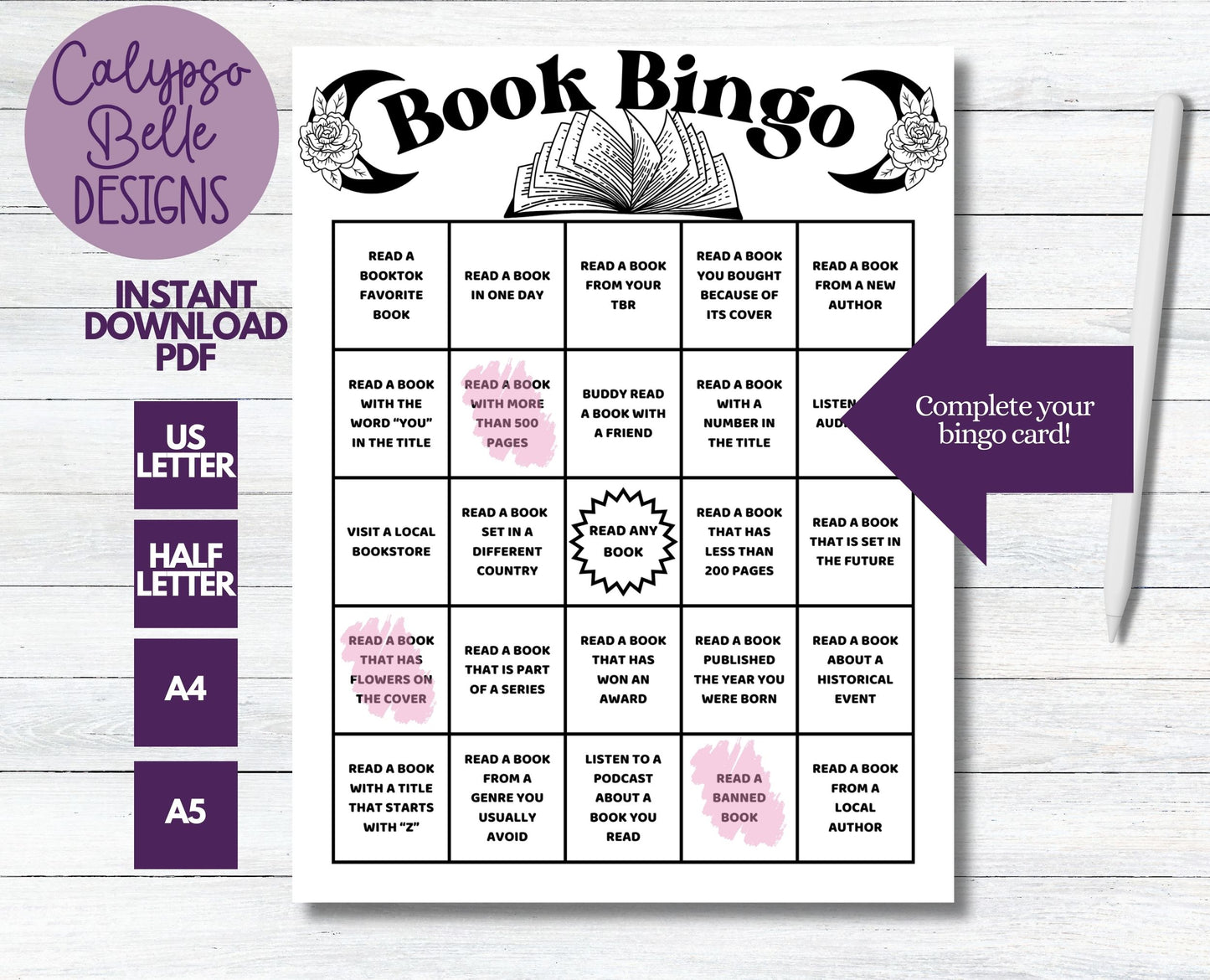 Book Bingo Printable, Reading Challenge, Bookish Printable