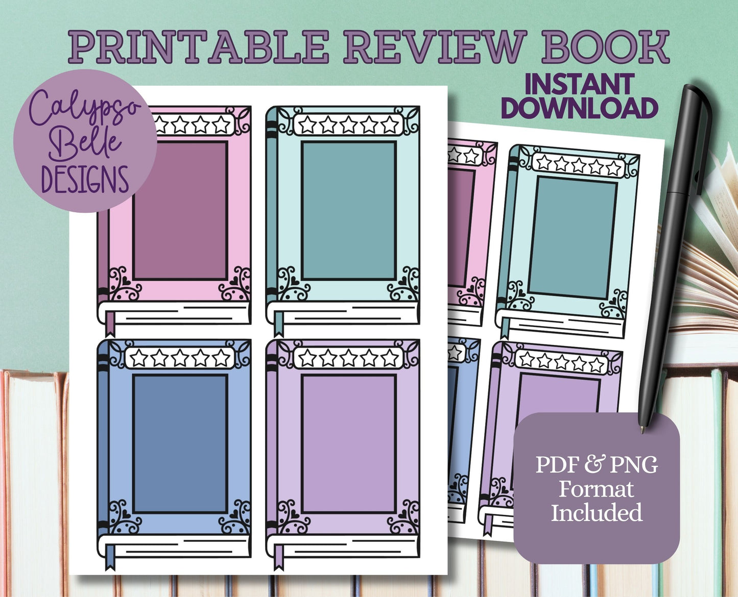 Book Review Printable with Rating, Bookish Printable, Journal Printable