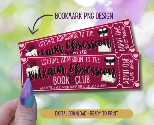 Villain Obsession Admit One Book Club Printable Bookmark