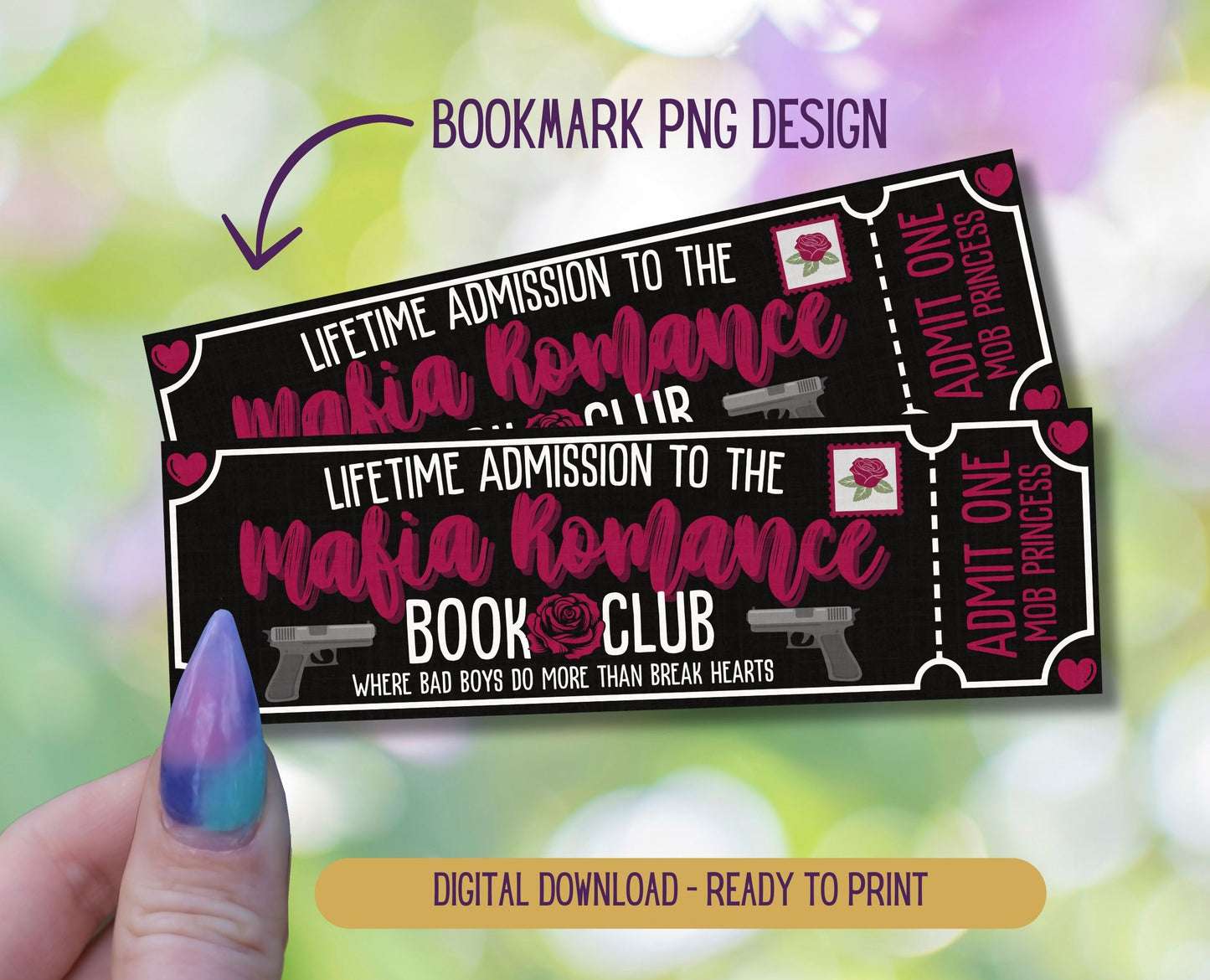 Mafia Romance Admit One Book Club Printable Bookmark