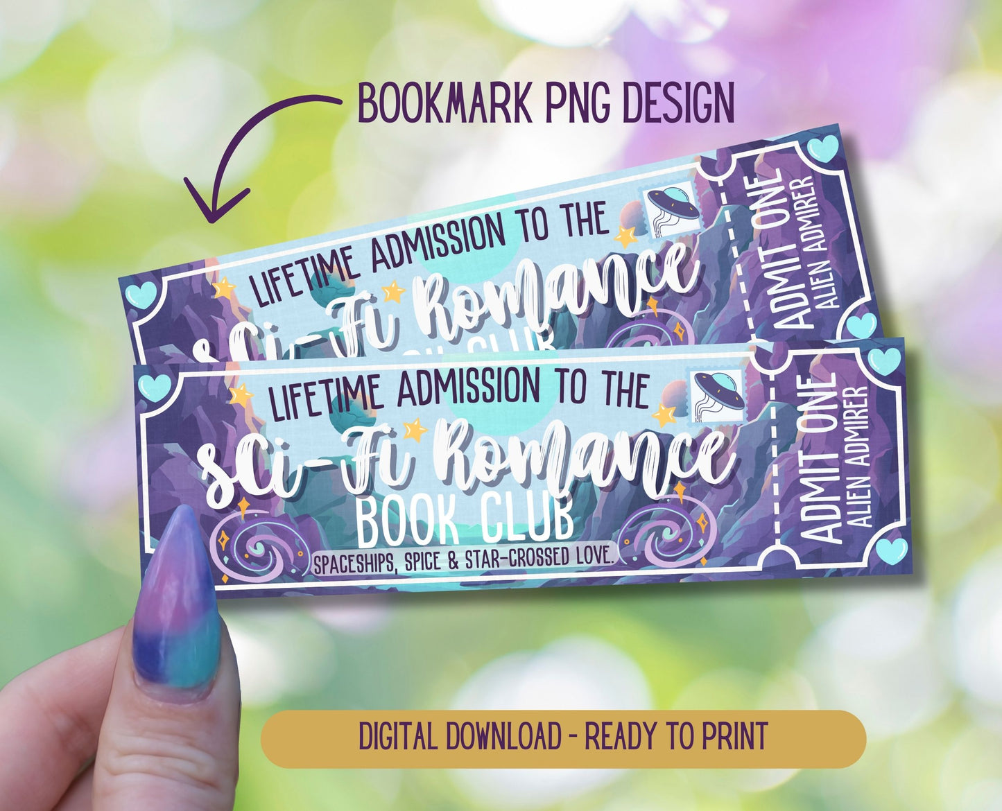 Sci Fi Romance Admit One Book Club Printable Bookmark