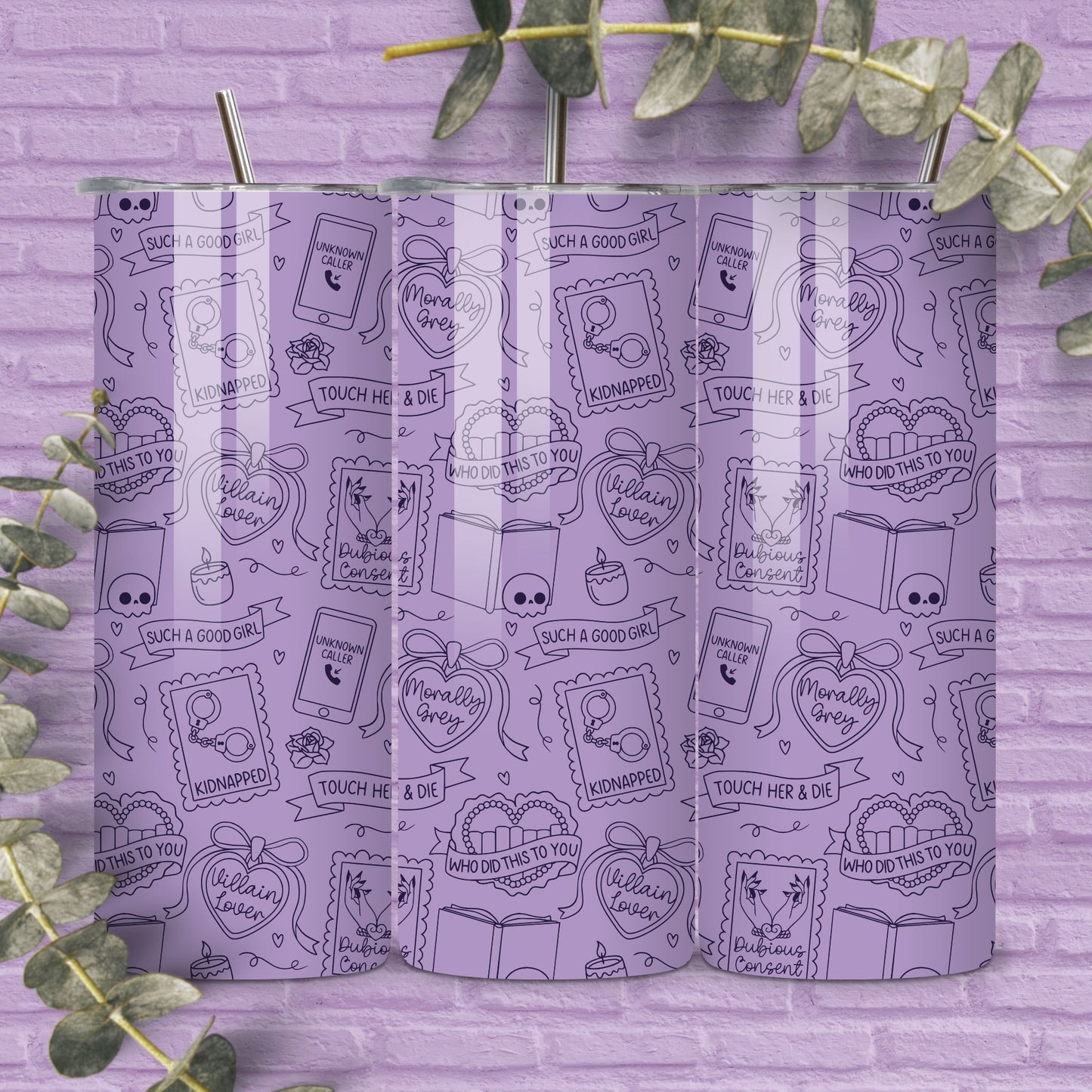 Dark Romance Tropes Reader Seamless Pattern, Smut Bookish Pattern