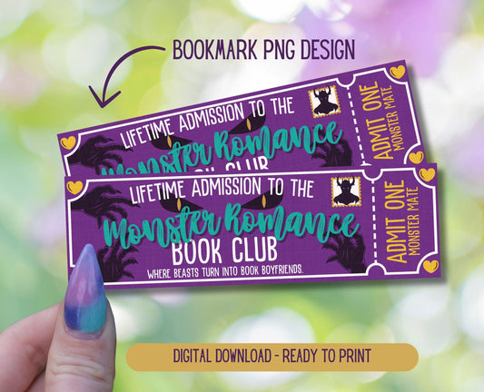 Monster Romance Admit One Book Club Printable Bookmark