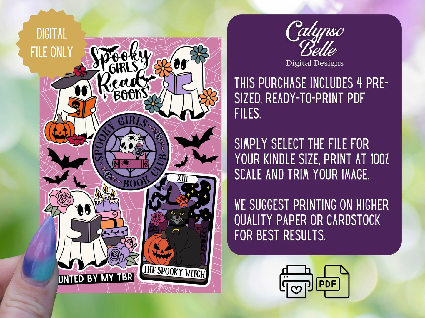 Spooky Book Club, Halloween Printable Kindle Insert