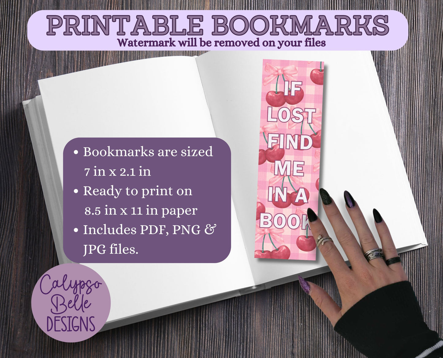 Cherry Bookmarks Printable Bookmarks, Coquette Bookmark Bundle