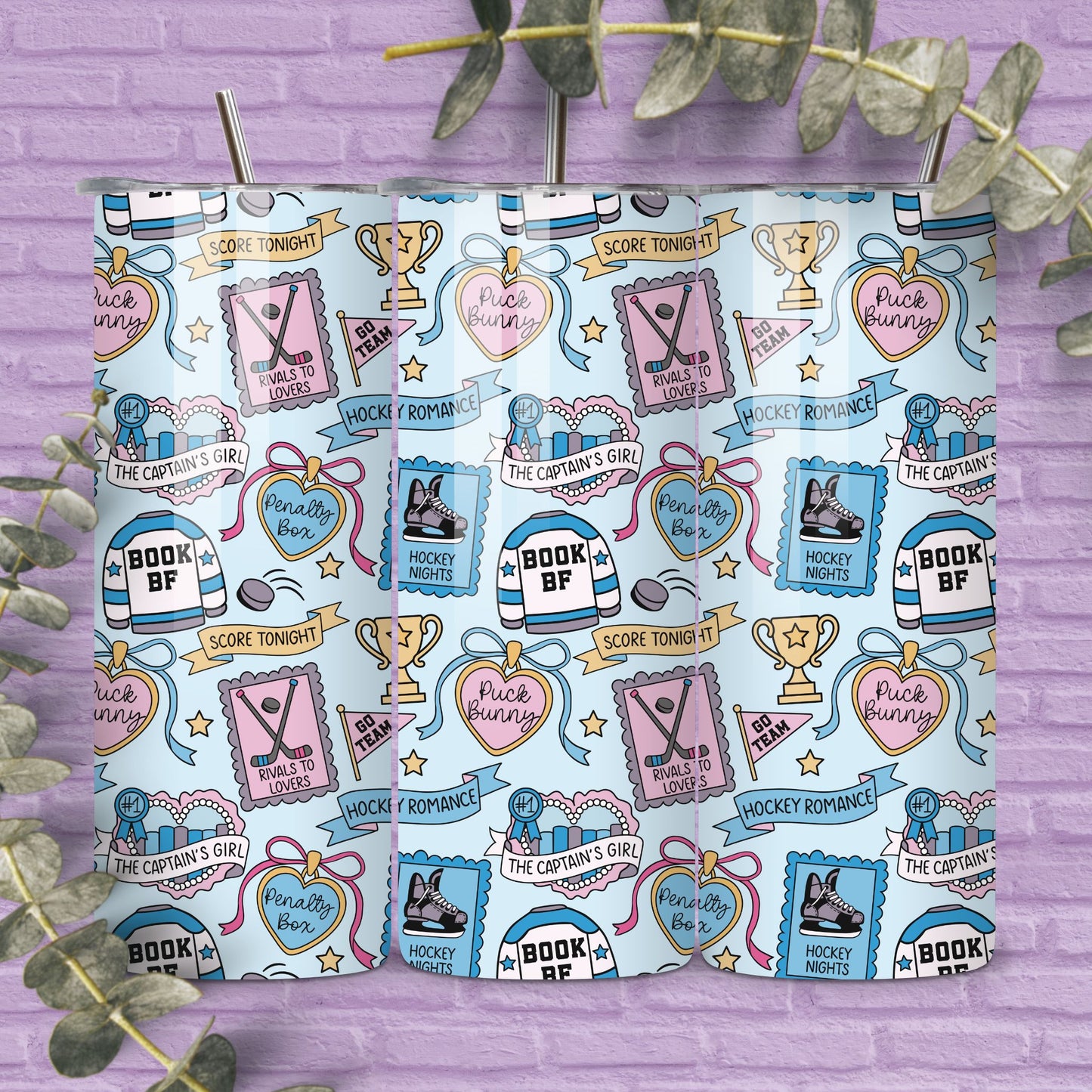 Hockey Romance Tropes Reader Seamless Pattern, Smut Bookish Pattern