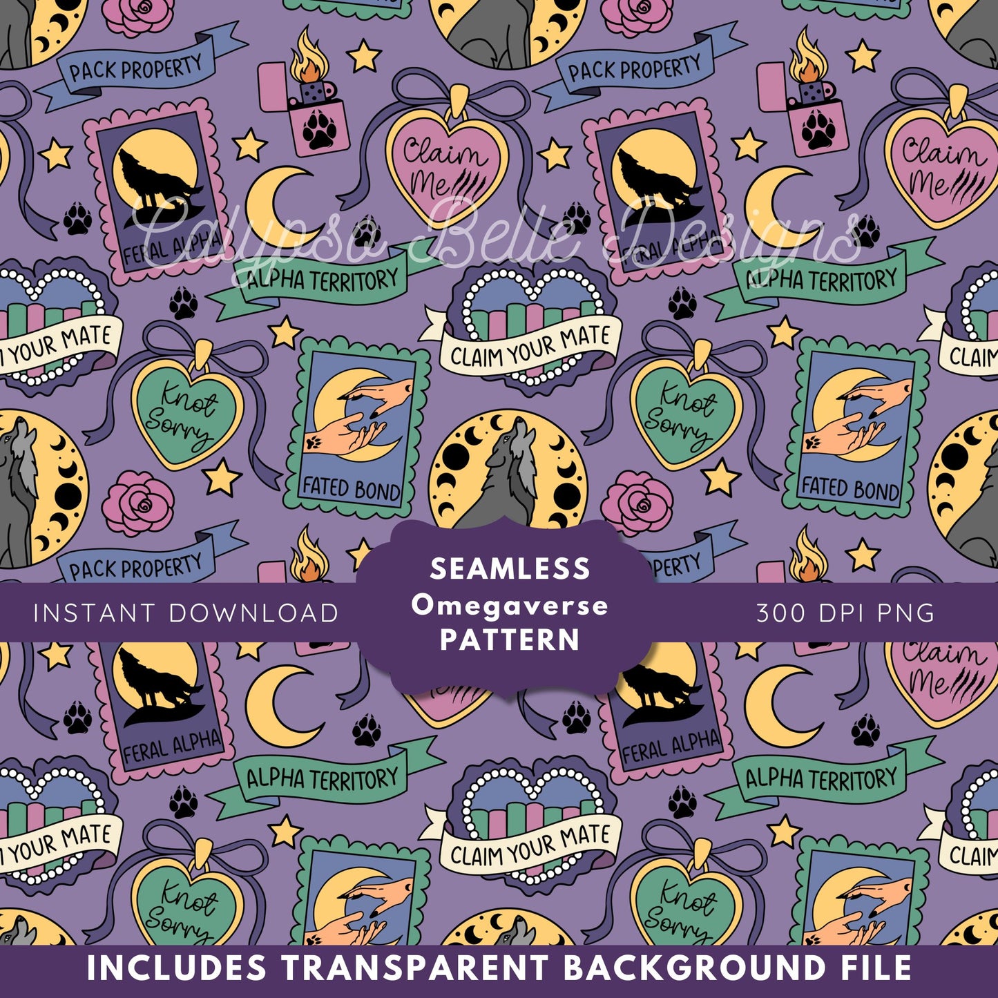 Omegaverse Romance Tropes Reader Seamless Pattern, Smut Bookish Pattern