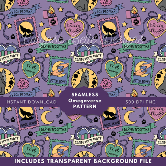 Omegaverse Romance Tropes Reader Seamless Pattern, Smut Bookish Pattern