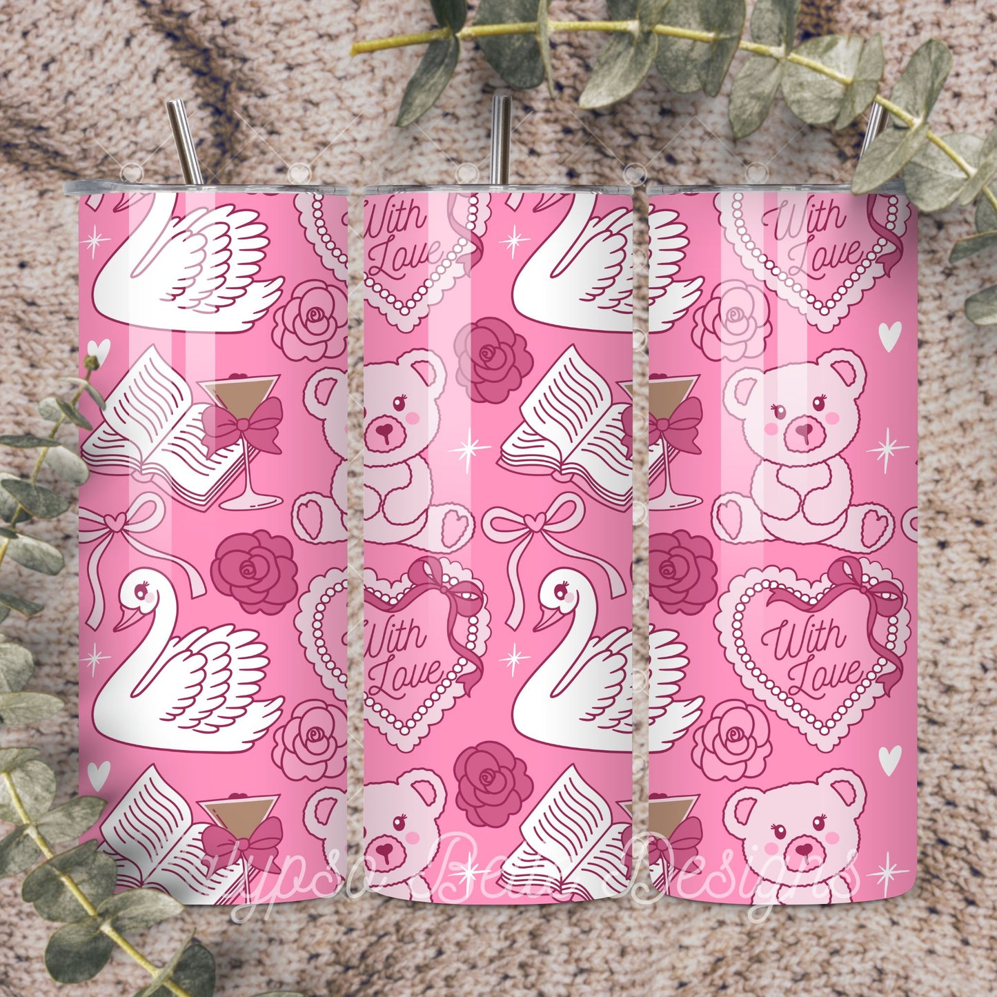 Coquette Valentine Reader Seamless Pattern, Bookish Pattern