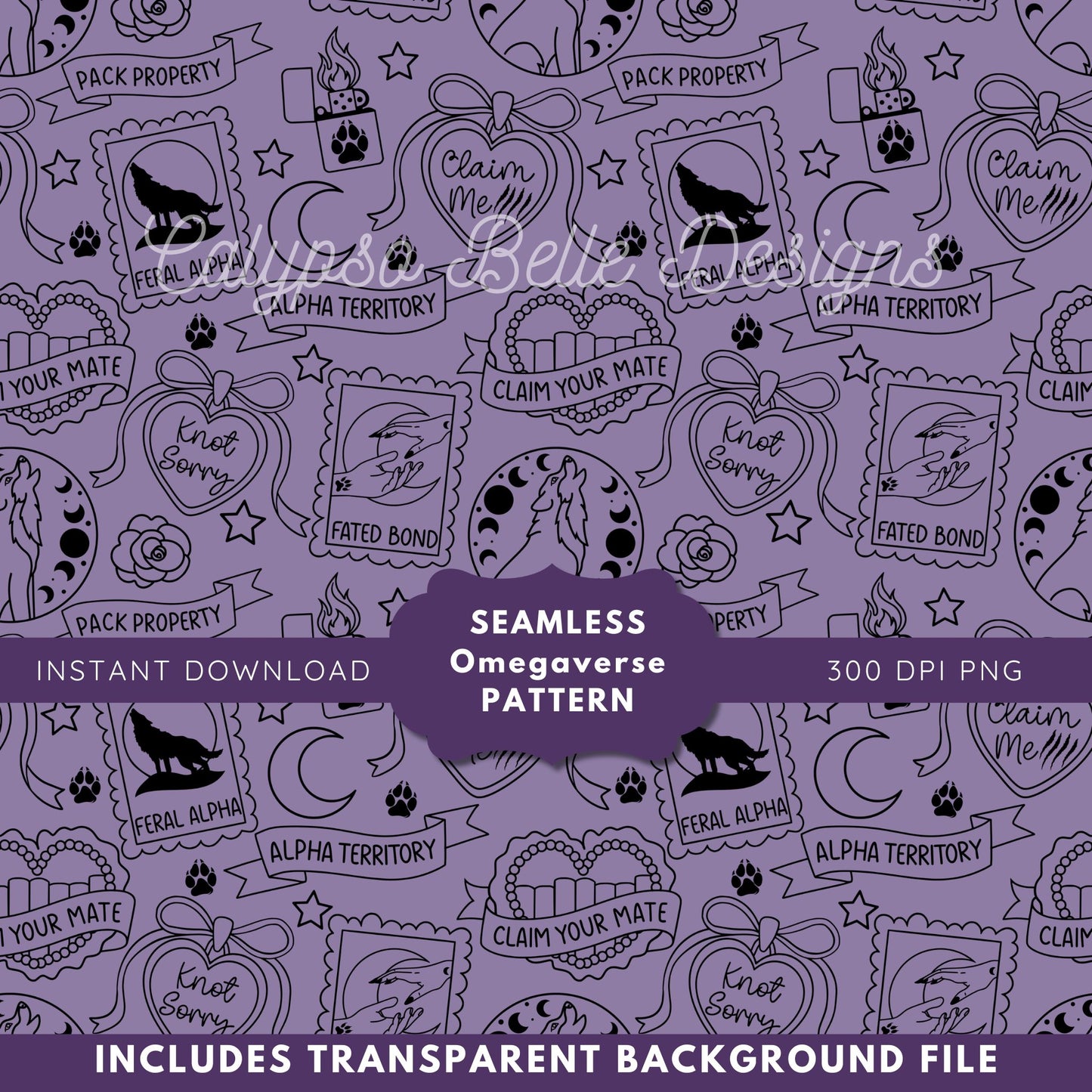 Omegaverse Romance Tropes Reader Seamless Pattern, Smut Bookish Pattern