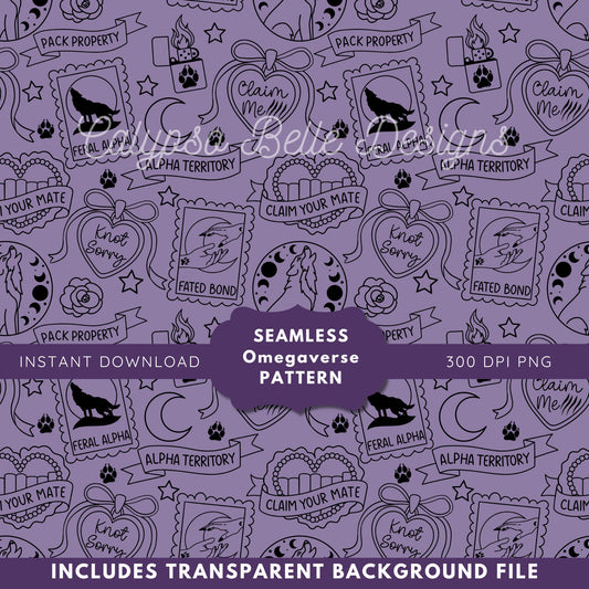 Omegaverse Romance Tropes Reader Seamless Pattern, Smut Bookish Pattern