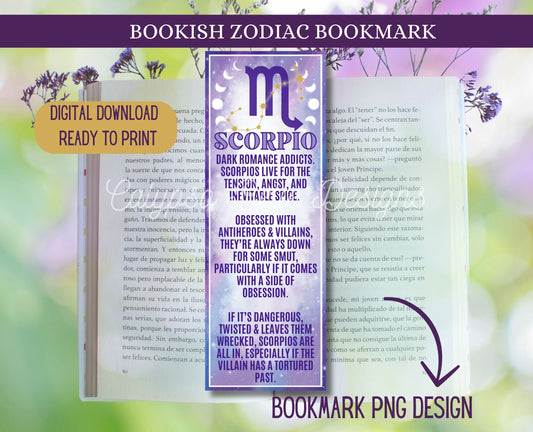 Scorpio Reader Bookish Zodiac, Printable Bookmark