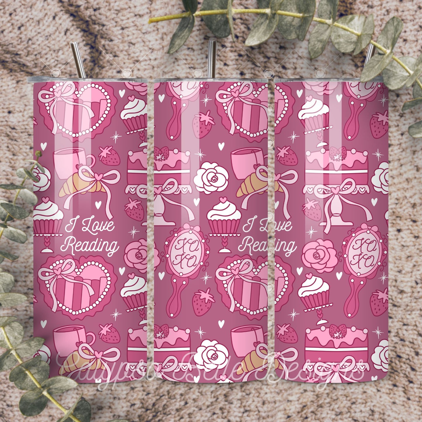 Coquette Reader Valentine Reader Seamless Pattern, Bookish Pattern