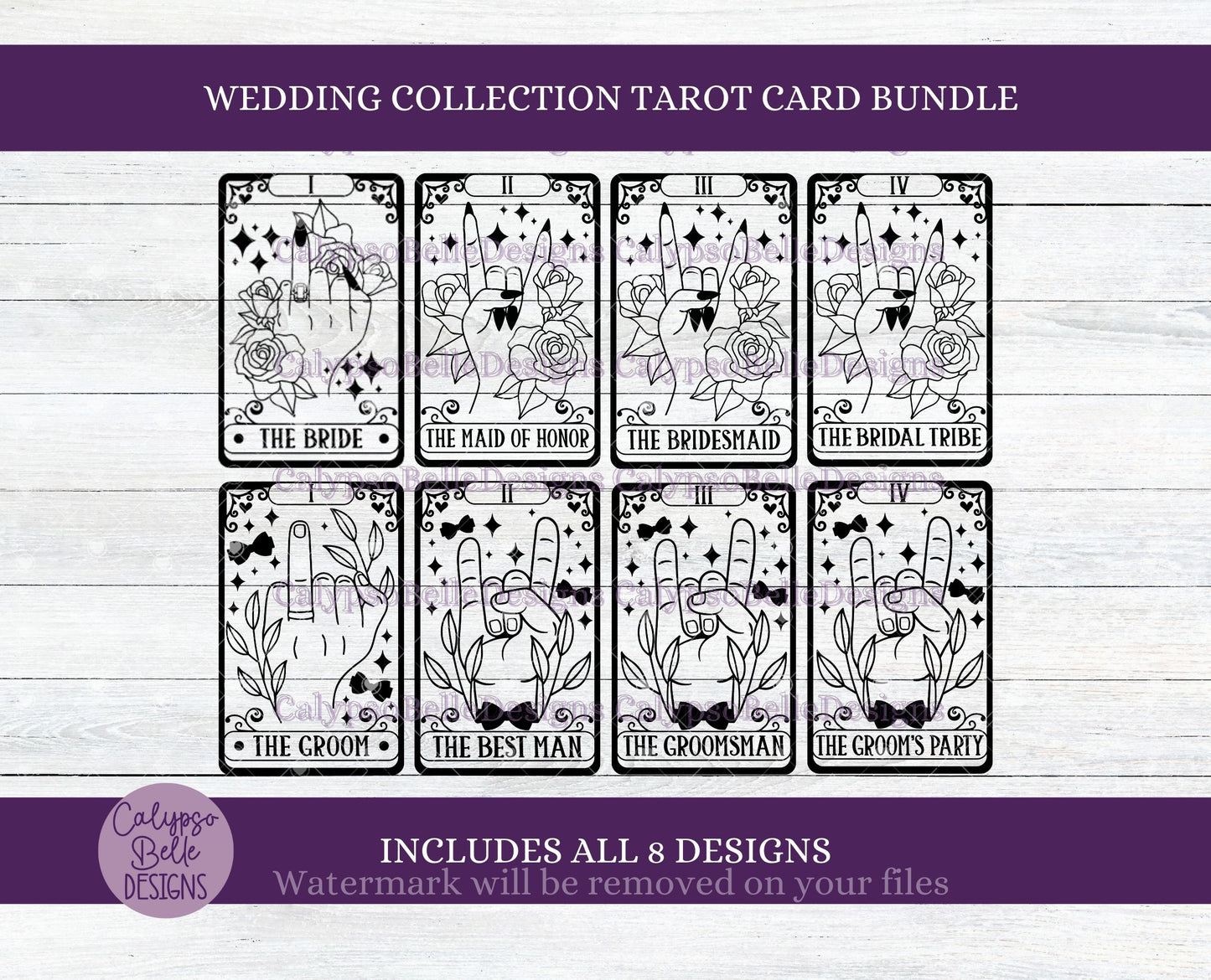 The Wedding Party Tarot Card Design Bundle, Wedding Design