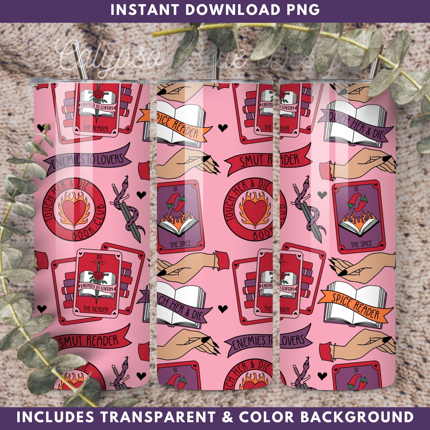 Reader Tropes Tarot Romance Seamless Pattern, Smut Bookish Pattern