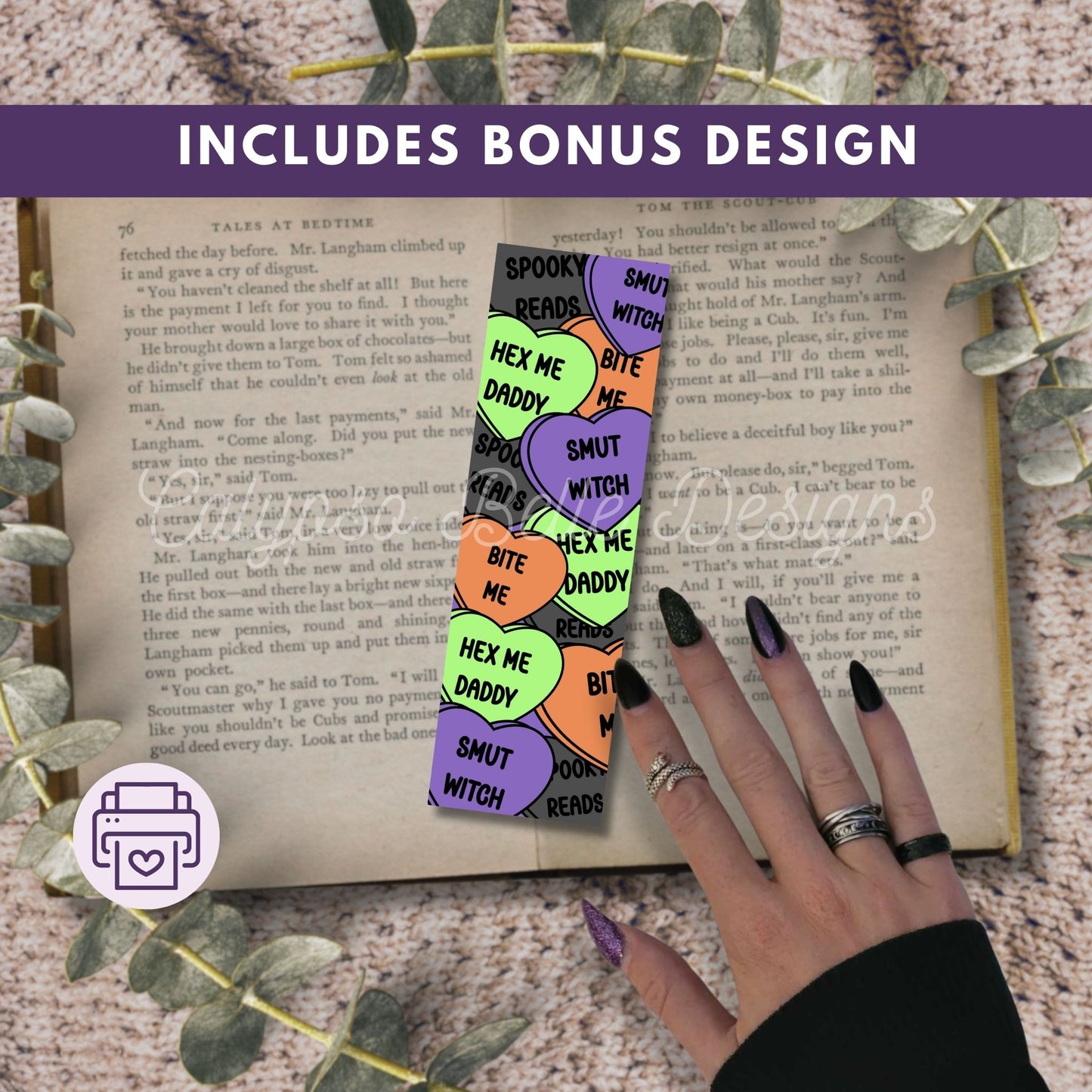 Bookish Halloween Hearts Printable Bookmarks Bundle