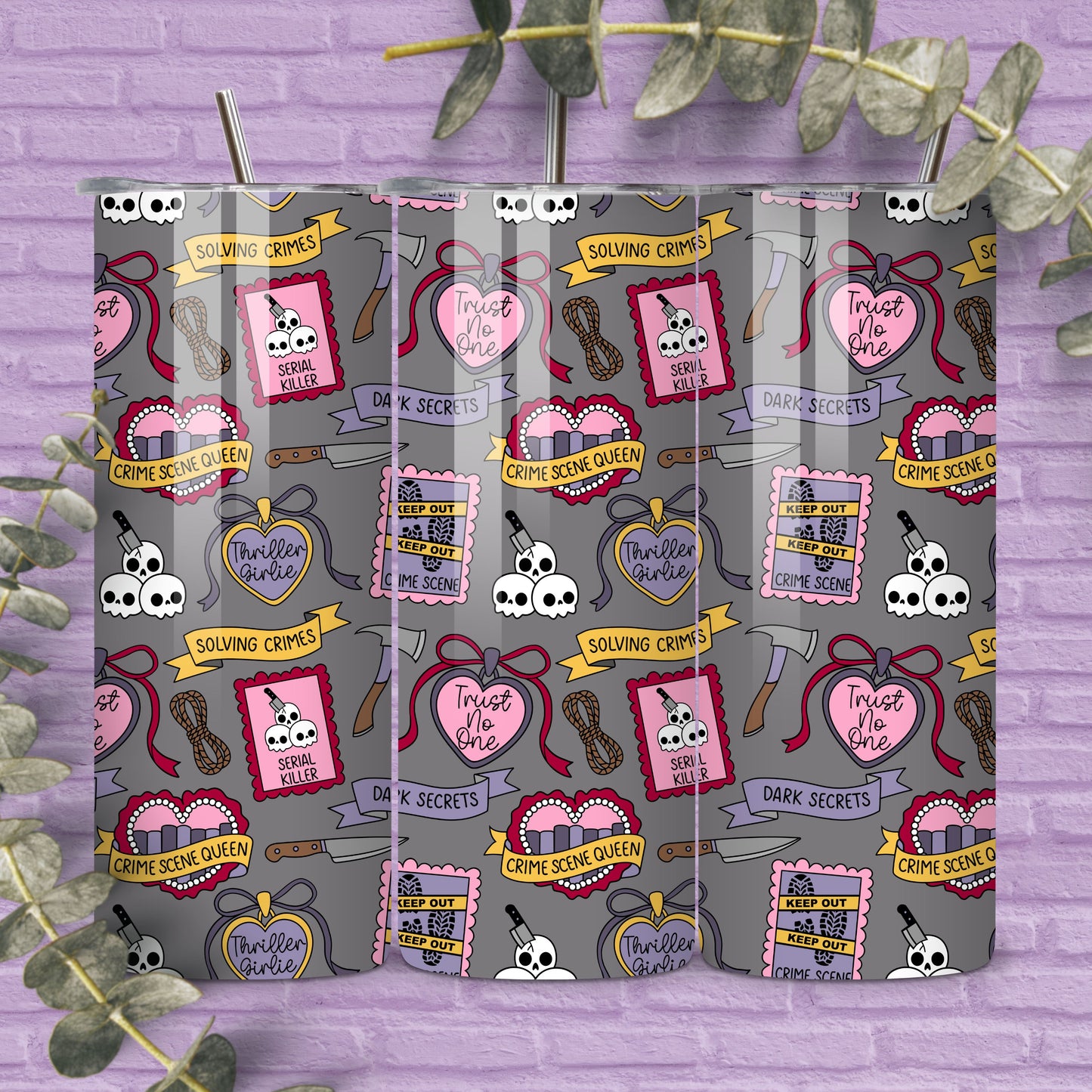 Murder Mystery Tropes Reader Seamless Pattern, True Crime, Thriller Bookish Pattern