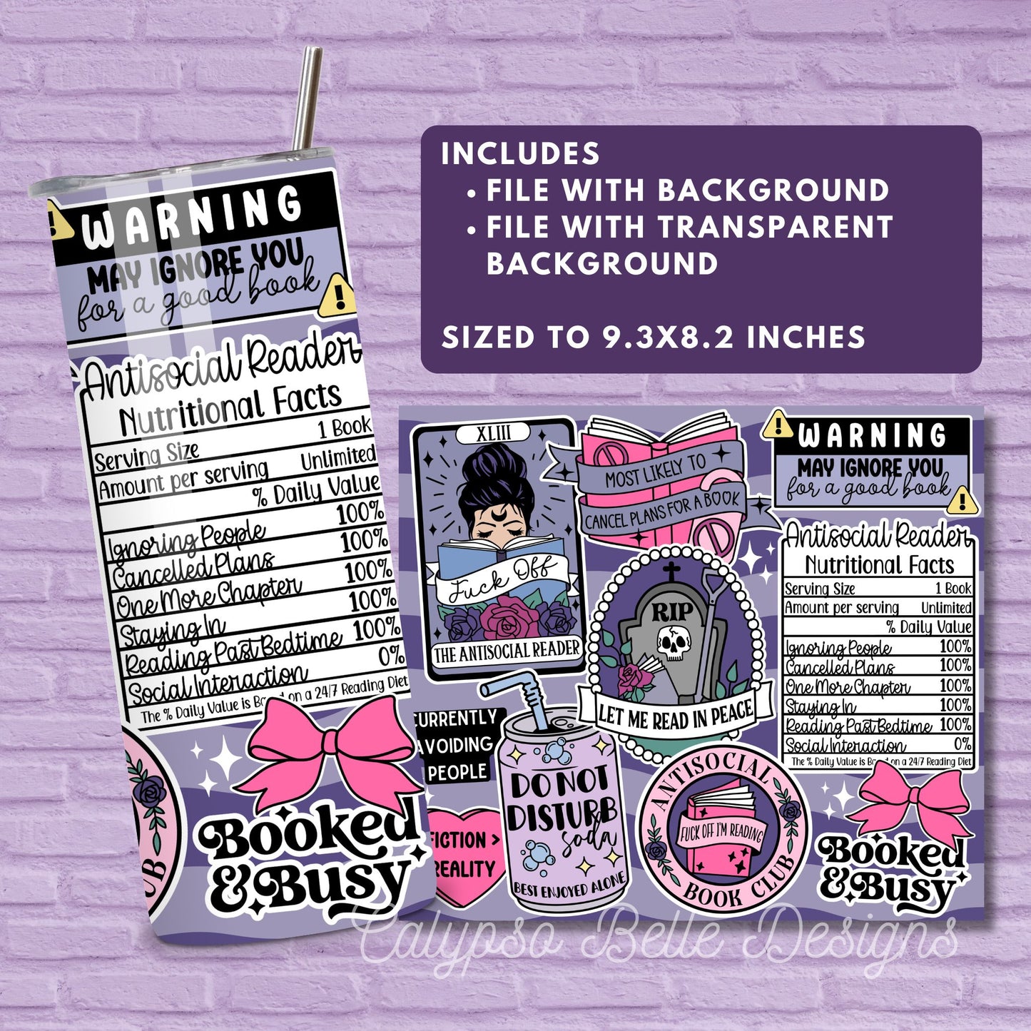 Antisocial Reader 20 oz Skinny Tumbler Seamless Wrap