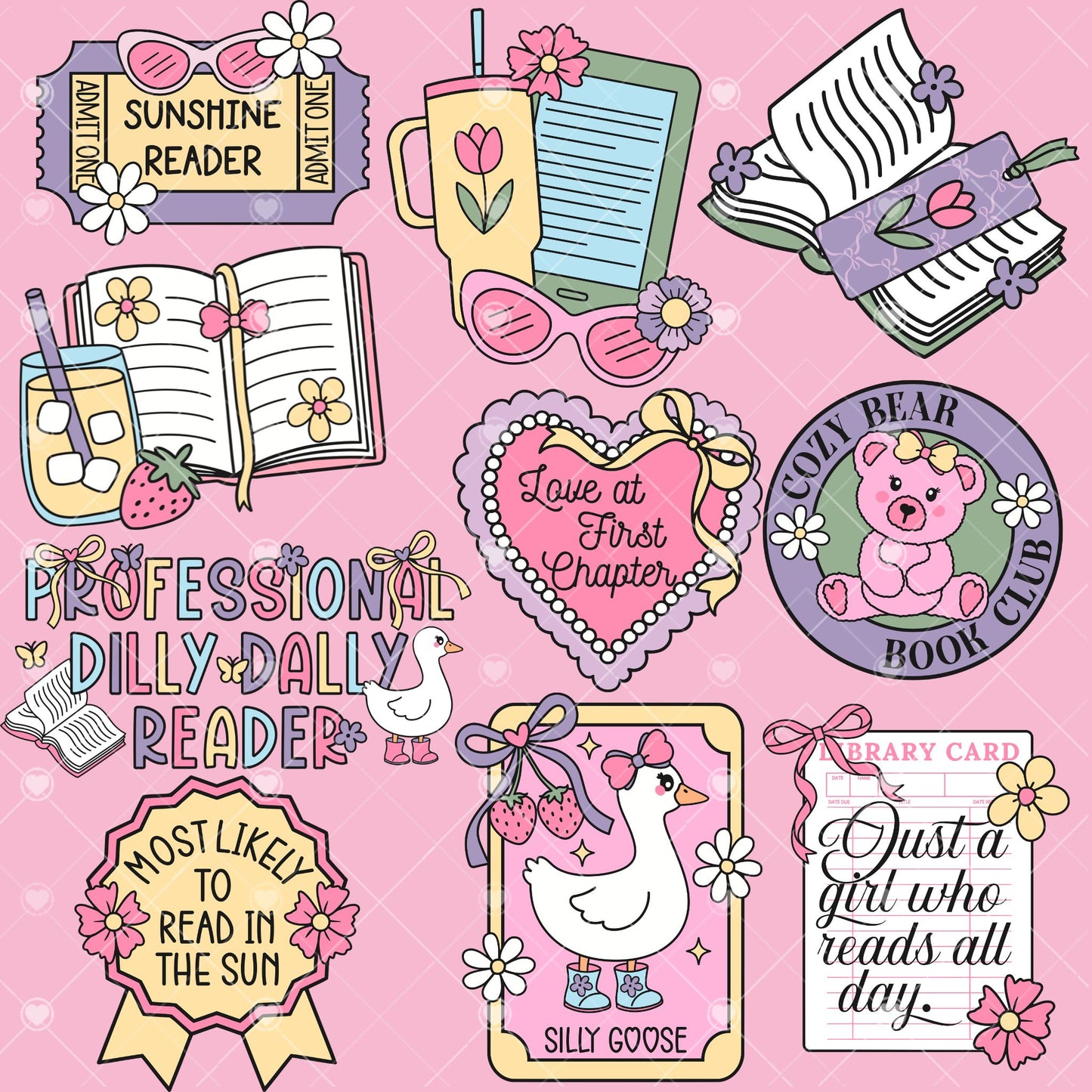 Sweet Bookish Spring Bundle, Bookish Designs