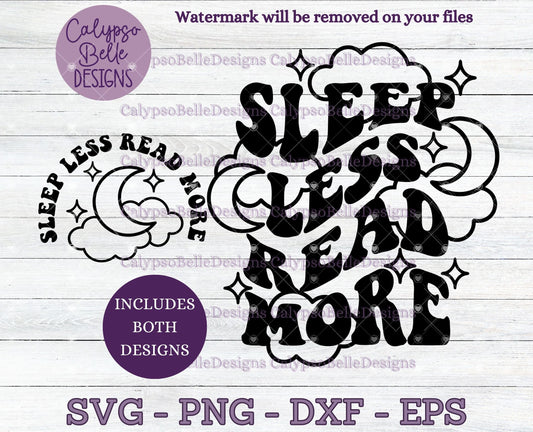 Sleep Less Read More, Wavy Retro with Pocket Bookish Design