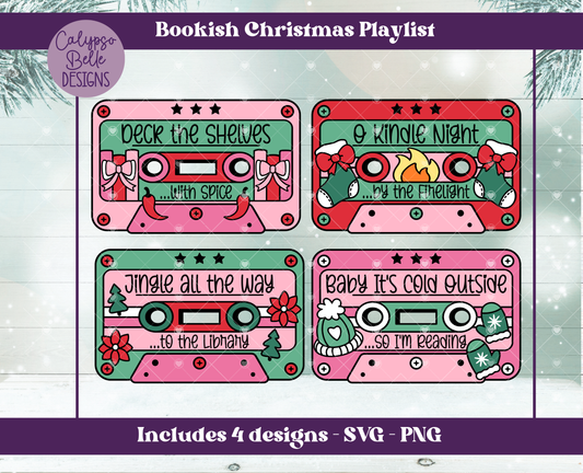 Christmas Playlist Bundle, Retro Mix Tape, Bookish Christmas Design