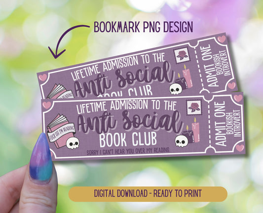 Anti Social Admit One Book Club Printable Bookmark