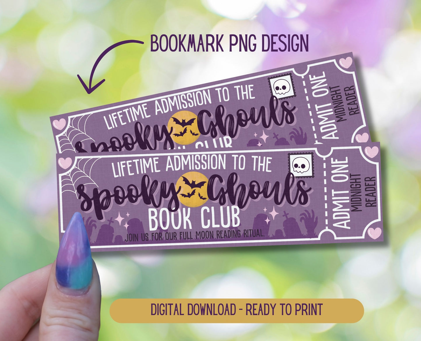 Spooky Ghouls Book Club Admit One Book Club Printable Bookmark