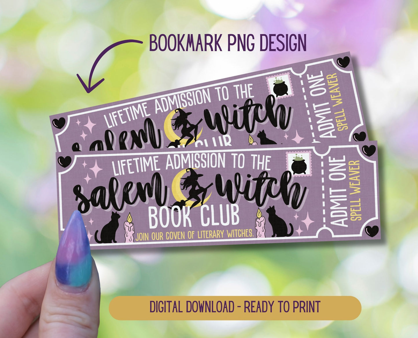 Salem Witch Book Club Admit One Book Club Printable Bookmark