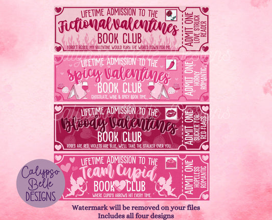 Admit One Valentine's Day Book Club Printable Bookmarks Bundle